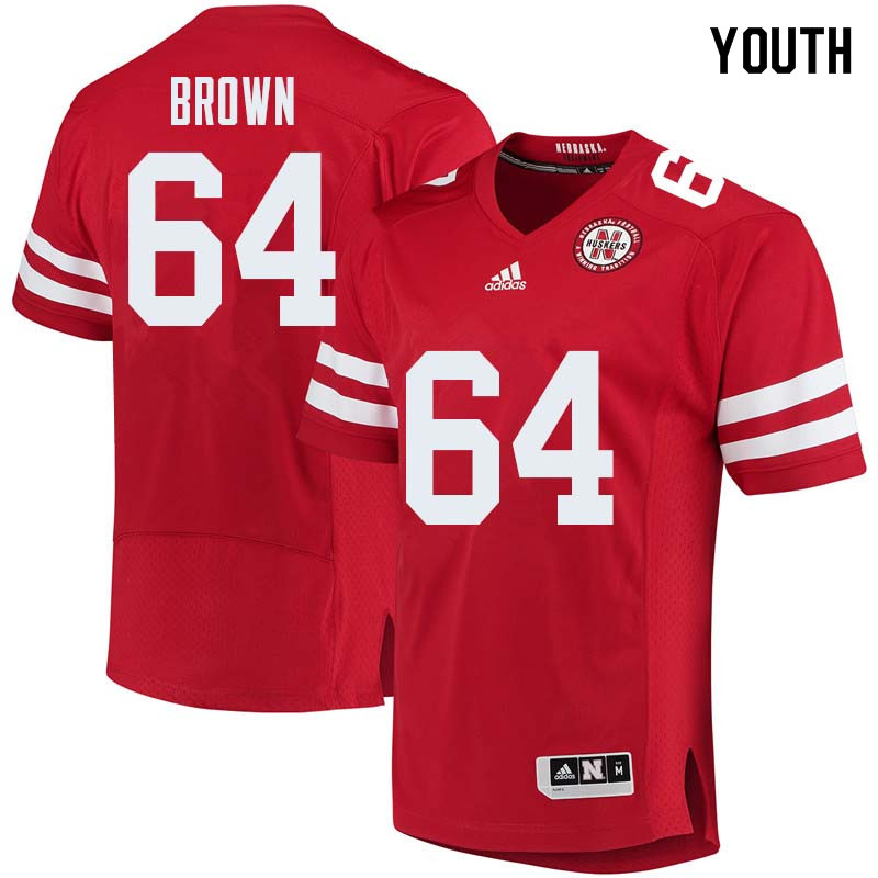 Youth #64 Bob Brown Nebraska Cornhuskers College Football Jerseys Sale-Red - Click Image to Close